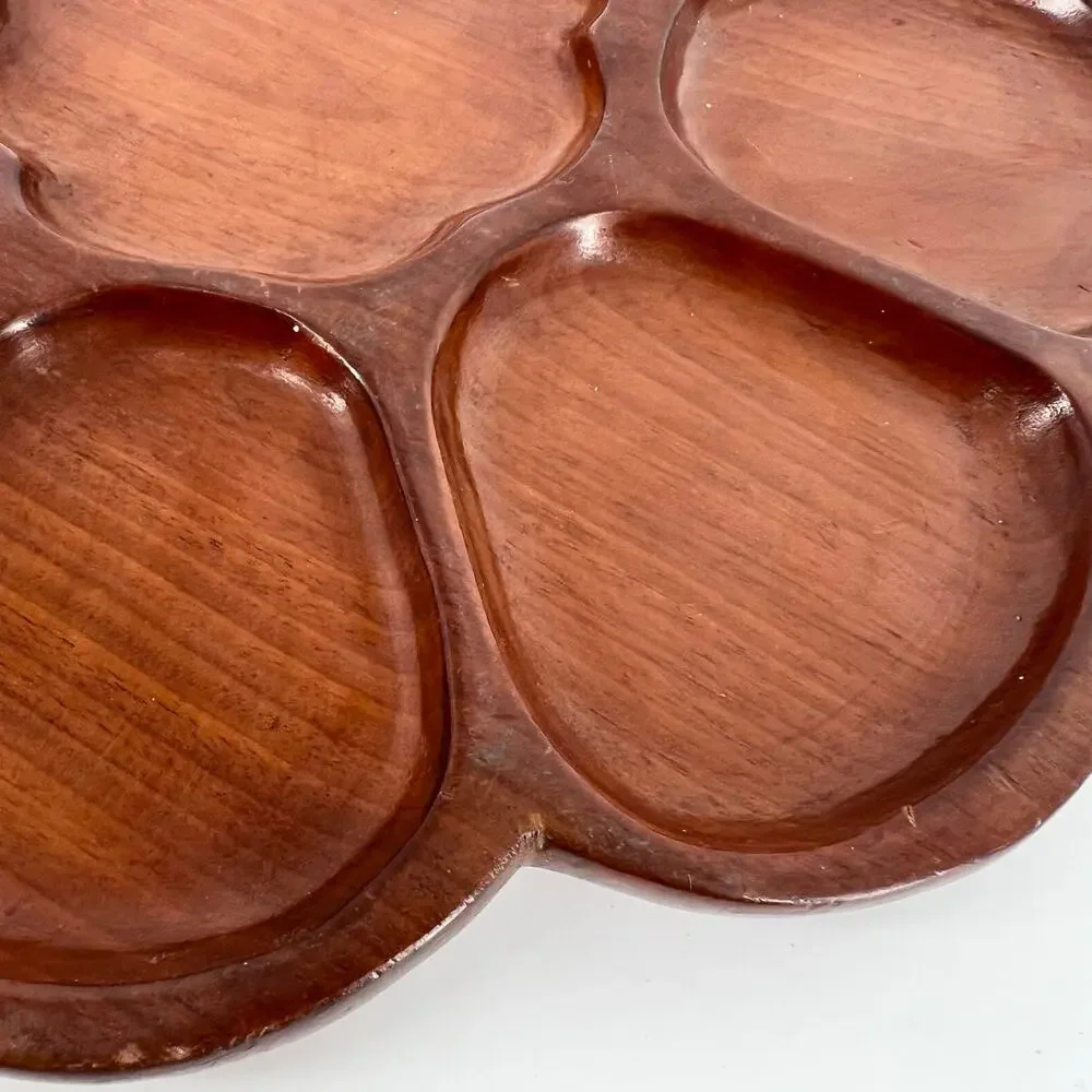 Haiti Flower Tray divided wooden serving tray vintage